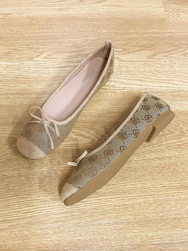 Bailarinas de mujer, zapatos con punta cuadrada de moda, suela blanda deslizante, zapatos planos versátiles, bailarinas con lazo de color flor de durazno para mujeres, talla grande