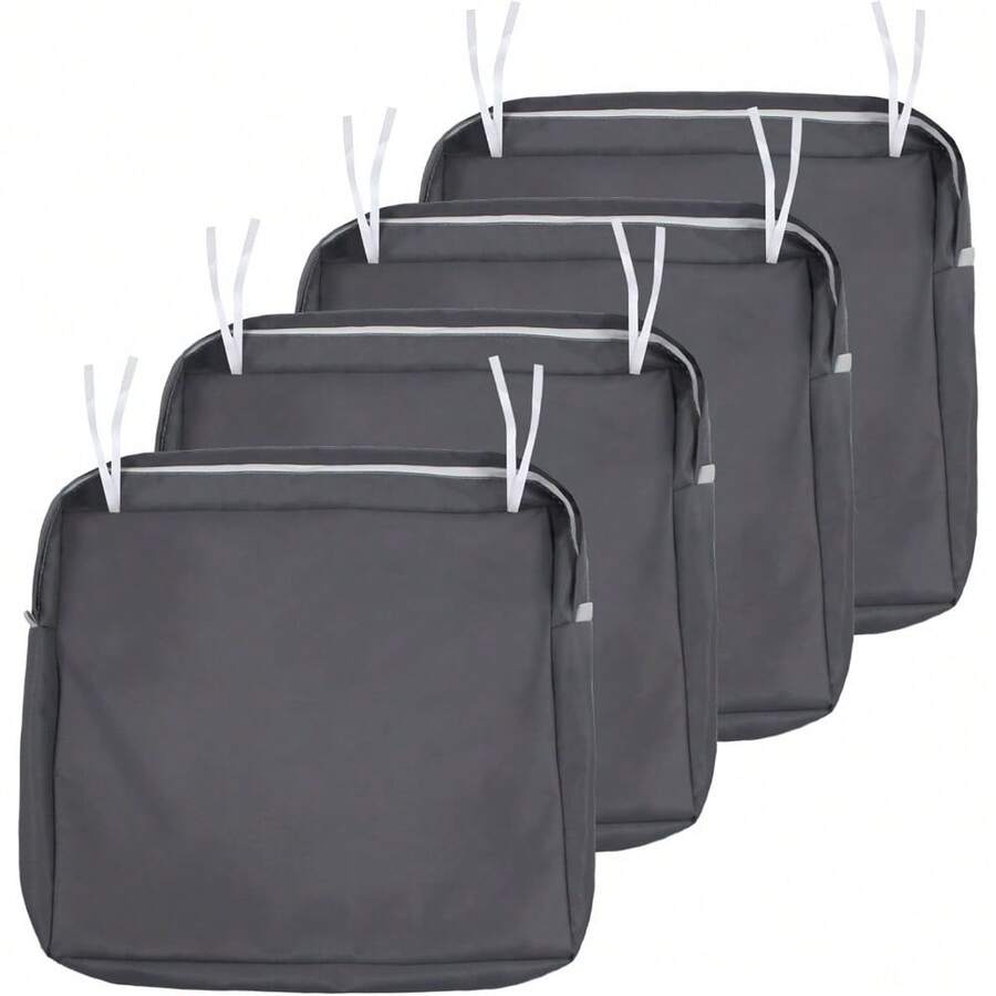 Local Delivery- Outdoor Cushion Slipcovers Waterproof 4 Pack Patio Chair Seat Cushion Covers With Zipper And Tie, 22 X 20 X 4 Inch, Replacement Cover Only - Grey - View 1