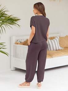 2 Piece Knit Sets Women Sweatsuit Sets - Nutmeg - View 5
