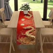 Chinese Dragon Printed Table Runner Asian Table Runner Chinese Party Decorations For Spring Festival Party Supplies Kitchen Dining Decoration - Red - View 5