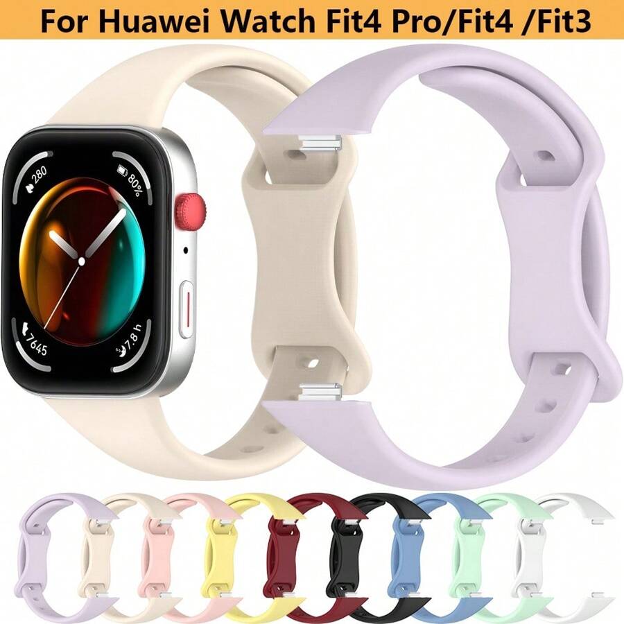 Silikonschleife kompatibel mit Huawei Watch Fit 4Pro/4 Armband Smartwatch Zubehör Ersatz Sport Armband kompatibel mit Huawei Watch Fit 3 Schmetterlingsverschluss Band