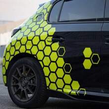 20 Pcs/Set Honeycomb DIY Vinyl Car Stickers, Hexagon Design Car Side Body Wrap Decal, Custom JDM Car Truck Decor Accessories (10pcs Solid + 10pcs Outline)