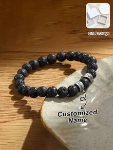 1pc Customized Men's Adjustable Bracelet With Name, Gift For Dad, Customized With Father's/Child's Name, Father's Day Gift, Anniversary Gift, Easter Gift, Thanksgiving Gift