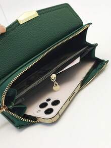 MINGYOU Soft Litchi Pattern Handbag & Wallet Combo For Women Wallet Purse Wallet Long Wallet Wristlet Wallet - Green - View 7