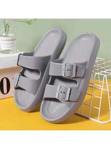 Zapatos de hombre con hebilla ajustable, sandalias con plataforma antideslizante y suela gruesa, zapatos cómodos para la playa con suela blanda para el verano