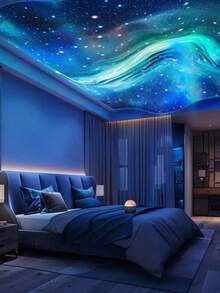 1pc LED Aurora Borealis Projection Nightlight With Multi-Color Patterns And Remote Control, Galaxy Starry Sky Projector, Bedroom Night Light Projector, Wave Projector, Starry Projector, Home Theater, Camping, Wedding Decor, Romantic Lamp - Multi-color light - View 4