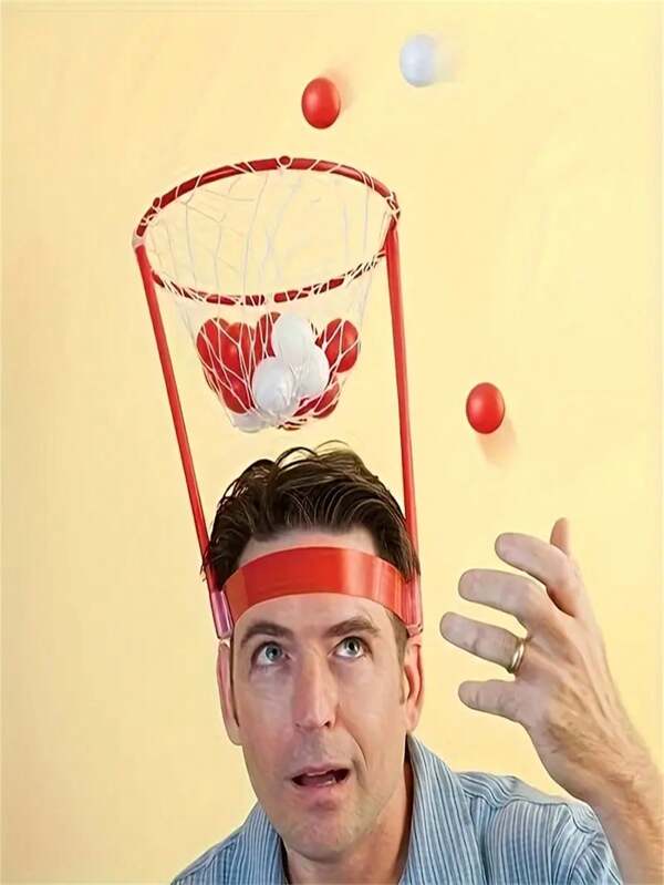 Headband Basketball Party Game Suitable For Parent-Youngsters Competition Carnival Games Adjustable Basketball Net Headband 20 Random Color Balls Two-Person Game, Father-Son Active Atmosphere Competitive Game Supplies, Perfectly Active Atmosphere Props Indoor And Outdoor Games, Suitable For Spring Outdoor Party Activities