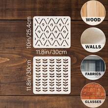 4pcs Geometric Border Stencils, Reusable Texture Stencils, Suitable For Painting On Wood, Walls, Scrapbooks, Furniture, Fabrics, Back To School Season, School Supplies - White - View 2