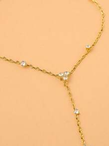 1pc Bohemian Crystal Finger Ring Chain Bracelet, Fashionable, Elegant, Versatile, Sexy For Party, Beach, Daily Casual Wear, Holiday Gift (Handmade, May Have 1-3cm Deviation)