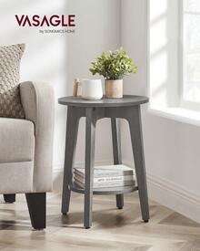 VASAGLE Round Side Table With Lower Shelf, End Table For Small Spaces, Nightstand For Living Room, Bedroom 15.8 X15.8 X 19.7 Inches - 深灰色 - 查看 1