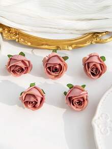 10/30PCS仿真玫瑰花头及花蕾婚礼装饰新娘手腕花手捧花头花材料DIY情人节礼物结婚糖果盒蛋糕生日派对装饰材料花冠材料家居情人节礼物新年装饰材料