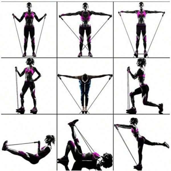 Juego de 11 piezas de bandas de resistencia de gran tamaño, bandas de ejercicio para entrenamiento de todo el Body, adecuadas para Pilates, rehabilitación, yoga, gimnasio - incluye bandas, ancla para puerta, mangos, trabas para los tobillos