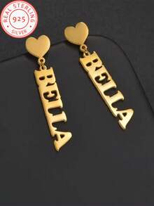 925银定制名字耳环，时尚珠宝，简约百搭的设计，适合日常佩戴，四季皆宜。节日礼物