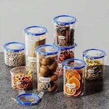4pcs Round Airtight Canisters With Lids, Clamp Seal Food Storage Containers Suitable For Spices, Herbs, Fruits, Grains, Etc. Suitable For Fridge, Kitchen, 4 Sizes, Reusable, Great For Home Organization