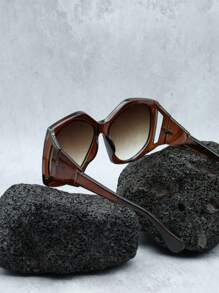 Óculos de Moda Feminina Retro Assimétricos com Armação Cinza, Óculos Decorativos Estilosos de Rua Chique, Adequados para Uso Diário