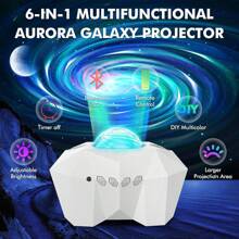 Proiettore Bluetooth Aurora, funzione timer personalizzata, luce notturna atmosferica a LED con galassia e stelle per decorazione camera da letto, regalo