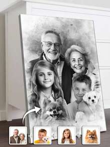 1 Style - Add Deceased Loved One To Photo, Memorial Gift, Add Person To Photo, Family Portrait Different Photos, Combine Photos Canvas - Artwork Wall Painting For Gift, Keepsake, Bathroom, Bedroom, Living Room,Unique Ideal Gifts For Him Her,Dad,Mom,Family,For Mother's Day,For Birthdays,For Father's Day,For Housewarming Dining Room,Living Room,Bedroom,Home