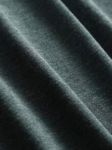 Plus Size Solid Color Long Loose Curved Hem Short Sleeve Women Dress Outfit, For Summer - Black - View 6