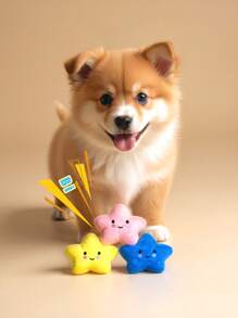 1 Cartoon Star Shape Pet Plush Toys Can Sound Pet Play Toys Cost-Effective, Lovely Shape Your Pet Will Love