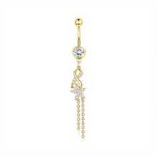 IRONBOX 1Pc Stainless Steel 14G Elegant Evil Eye CZ Navel Ring Hypoallergenic Dangle Belly Button Piercing Jewelry For Women Exquisite Barbell Design With Sparkling Crystals