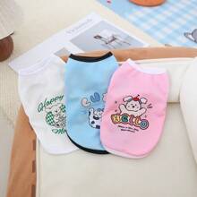 Pet Summer Clothes, Breathable Mesh Vest Shirt For Cats And Dogs, Cute Cartoon Pattern, Suitable For Teddy & Poodle