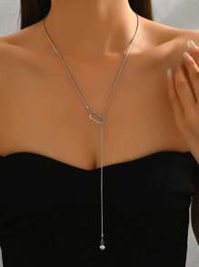 1pc European & American Style Simple Round Bead Gold Necklace