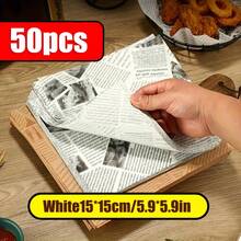 50 piezas de papel encerado con impresión de periódico vintage, para envolver sándwiches, hamburguesas, aperitivos fritos para freidora de aire, suministros de cocina y horneado