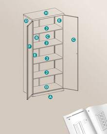 Meuble de Rangement Bureau, en Acier, Placard, 5 Niveaux, 40 x 60 x 180 / 40 x 80 x 180 cm, Doubles Portes, Serrure, Armoire à Outils, Étagères Réglables, pour Garage, Bureau, Gris Mat - Gris pâle - Voir 7