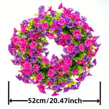 20.47" Bright Front Door Wreath, Artificial Flowers - Suitable For Spring/Summer Decor, Year-Round Decoration, Home Decor Artificial Flower Wreath For Front Door, Porch, Patio, Window Display, Wedding Arch, Seasonal Hanging Decor, Ideal For Holidays