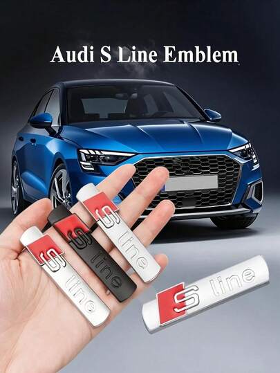 1 件酷炫金属镀铬黑色汽车徽章，S Line 标志适用于奥迪 A3 A4 A5 A6 A7 Q2 Q5 Q7 Q3 TT S Line 汽车，时尚装饰，提升注意力