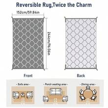 Outdoor Rugs Easy Clean, Reversible Mats, Outdoor Area Rug, Plastic Outside Carpet, Eeometric Rv Mat For Patio Camping Rv Picnic Backyard Deck Balcony Porch Beach,Garden Decoration - Grey - View 14