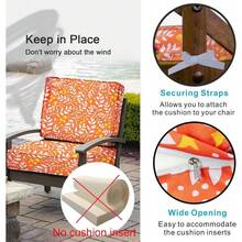 Local Delivery- Outdoor Cushion Slipcovers Waterproof 4 Pack Patio Chair Seat Cushion Covers With Zipper And Tie, 22 X 20 X 4 Inch, Replacement Cover Only - Guava - View 4