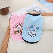 Pet Summer Clothes, Breathable Mesh Vest Shirt For Cats And Dogs, Cute Cartoon Pattern, Suitable For Teddy & Poodle