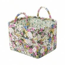 26*26*31cm Multi Colored Polyester Home Fabric Storage Basket Large Capacity Storage Basket With Outer Pocket And Floral Design - Floral 2266 - View 8