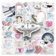 50 piezas Pegatinas blancas, pegatinas Kpop, pegatinas Kawaii, pegatinas coquetas, pegatinas lindas, pegatinas de arte, pegatinas estéticas, paquete de pegatinas para patinetas, equipaje, computadoras portátiles, parachoques, suministros para fiestas temáticas