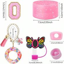 6PCS Cup Accessories Set For 30oz 40oz, Compatible With Stanley Cup Letter Charms For Handle Silicone Boot,Straw Cover Topper & Sticker (Letter S) - Letter O - View 2