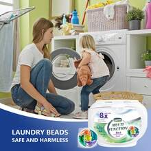 50 piezas/Paquete de esferas concentradas con fragancia para lavar, Perlas de detergente para la ropa 5-en-1: limpian, suavizan, eliminan manchas, protegen la ropa y eliminan la estática