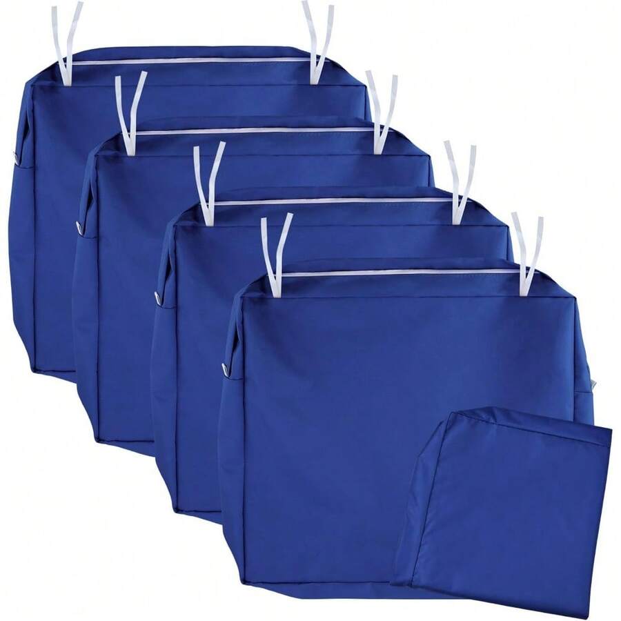 Local Delivery- Outdoor Cushion Slipcovers Waterproof 4 Pack Patio Chair Seat Cushion Covers With Zipper And Tie, 22 X 20 X 4 Inch, Replacement Cover Only - Navy - View 1