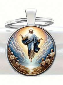 5 Stücke Jesus Schlüsselanhänger, kreatives elegantes kleines Geschenk Schlüsselanhänger, gläubiger Mensch unter leuchtendem Schlüsselring, bedruckter Prozess, kulturelles und segnendes Geschenk, geeignet für tägliches Tragen am Rucksack für die Schule