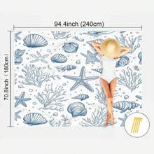 1pc Marine Element Printed Beach Mat, Waterproof And Anti Sand Oversized Beach Mat, Lightweight For Adults For Travel, Camping, And Picnics