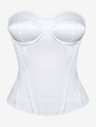 Top corset de unicolor, bustier moldeador, Body ajustado y ceñido, top corto sin tirantes para mujeres, adecuado para fiestas de noche, bailes, actuaciones de Halloween