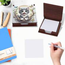 1pc DIY Diamond Painting Note Holder Wooden Memo Box For Desk – Special Shaped Rhinestones, Flower & Animal Patterns, Includes 160 Sticky Notes, Handmade Memo Holder For Office, Home, School, Crafts & Holiday Gifts
