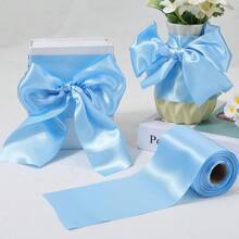 Width 4 Inch Single Face Pink Satin Ribbon Extra Wide Silk Solid Thick Large Solid Polyester Fabric Ribbons For Sewing Making Crafts Cutting Ceremony Wedding Chair Sash Supply 20m Each Roll