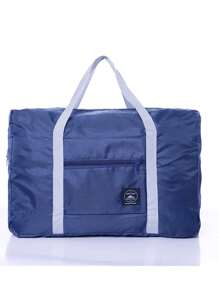 1pc Foldable Laundry Bag With Logo, Travel Organizer, Lightweight Washing Bag With Shoulder Strap, Durable Drawstring Closure, Multipurpose Rectangular Woven Toiletry Bag, Portable Closet Organizer, Space-Saving Home Storage, Carry-On Luggage, Suitable For Home And Travel, Essential For Back To School Storage