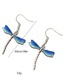 2pcs Dragonfly Pendant Earrings, Metal, Elegant Fashion Matching Accessories For Daily Wear And Party