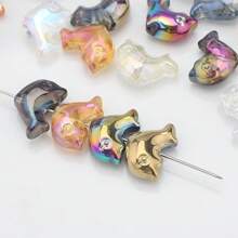 30 Peças Contas Espaçadoras de Cristal de Vidro Coloridas Eletrodepositadas no formato de Pirulito Candy de 12mm e Golfinho de 11*16mm, Material de Artesanato de Joias DIY para Colar, Pulseira, Brinco, Presentes de Feriados e Aniversário
