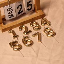 Creative Champagne Gold 0-9 Numerical Birthday Candles, Baking Party Dessert Table Decoration Inserts, Birthday Cake Decorations