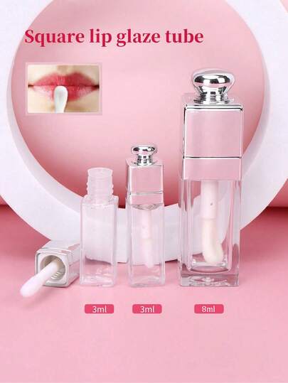 8ml/3ml Lip Gloss Tubes, Transparent Lip Glaze Empty Tubes, Square Mini Lip Gloss Oil Empty Bottles, Liquid Foundation Sample Packaging Empty Bottles,Portable Empty Bottles,Travel Essential Mini Refills, For Storing Lipstick, Lip Gloss, Lip Tint And Other Cosmetic Liquids, Applicable For Daily Use And Gift To Friends