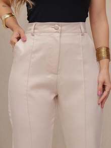 Straight Cut Tailored Trousers/ Front Pockets 216 - Màu be - Xem 4