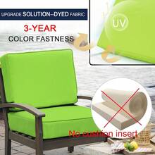 Local Delivery- Outdoor Cushion Slipcovers Waterproof 4 Pack Patio Chair Seat Cushion Covers With Zipper And Tie, 22 X 20 X 4 Inch, Replacement Cover Only - Green - View 3